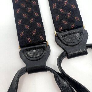 Trafalgar Textured Woven Braces Suspenders Black with Purple